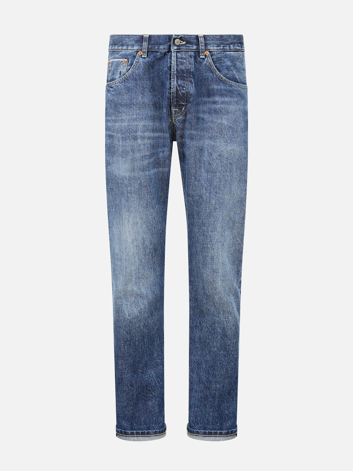 Dondup Straight Jeans Bray aus Selvedge-Denim für Herren Mittelblau