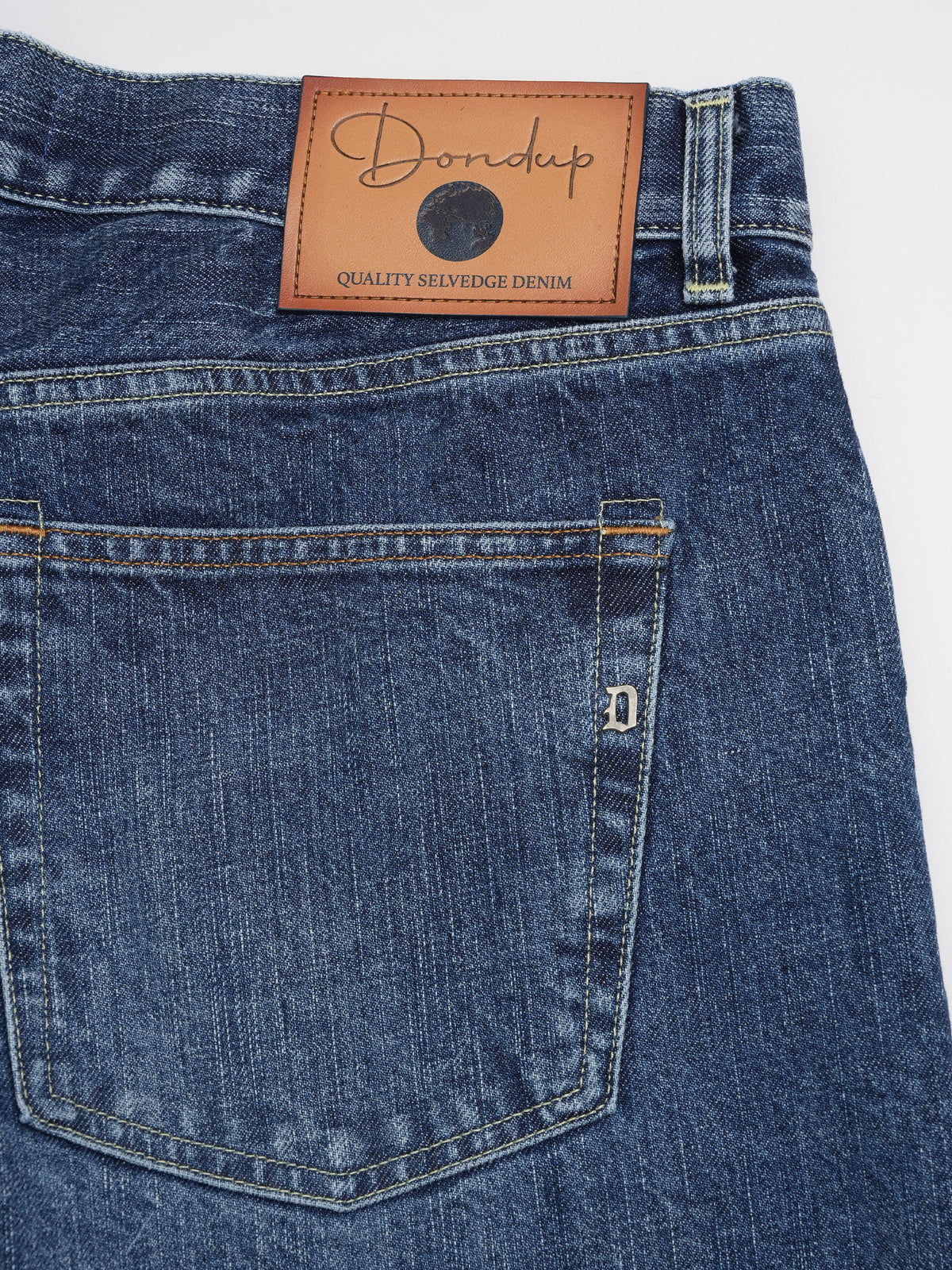 Dondup Straight Jeans Bray aus Selvedge-Denim für Herren Mittelblau