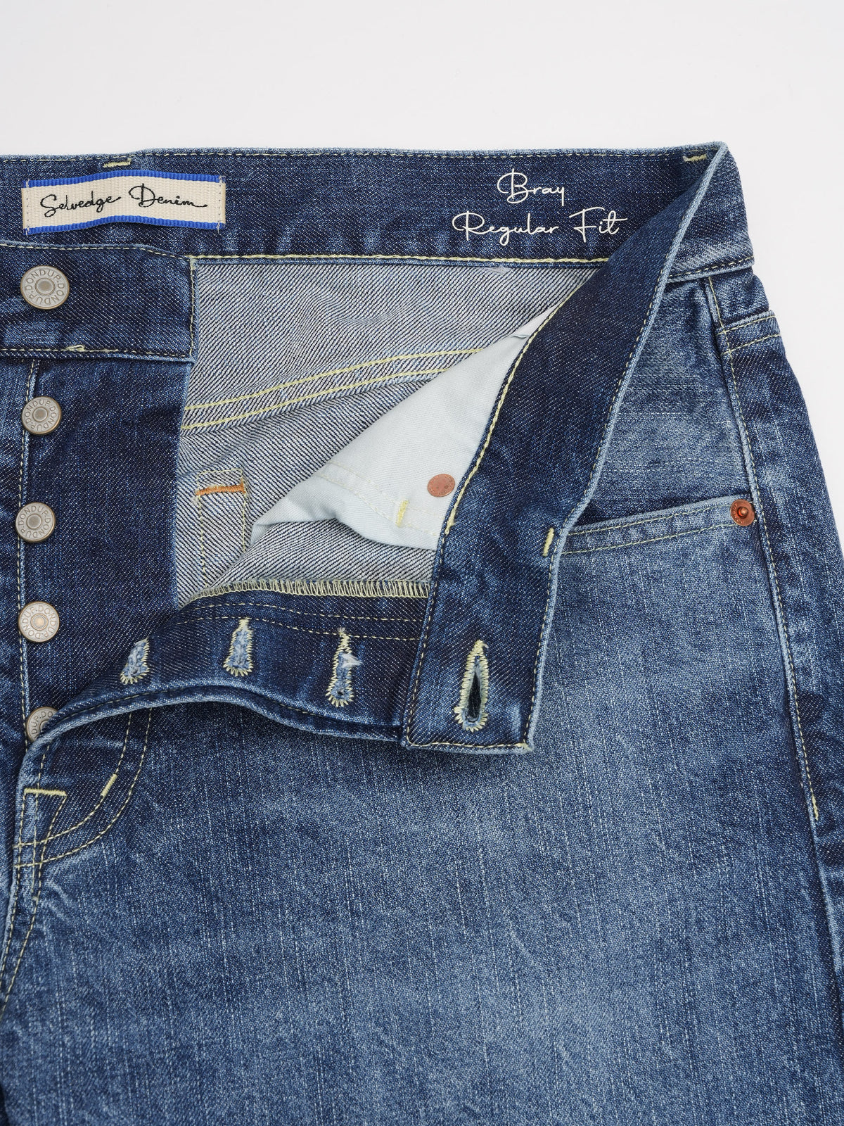 Dondup Straight Jeans Bray aus Selvedge-Denim für Herren Mittelblau