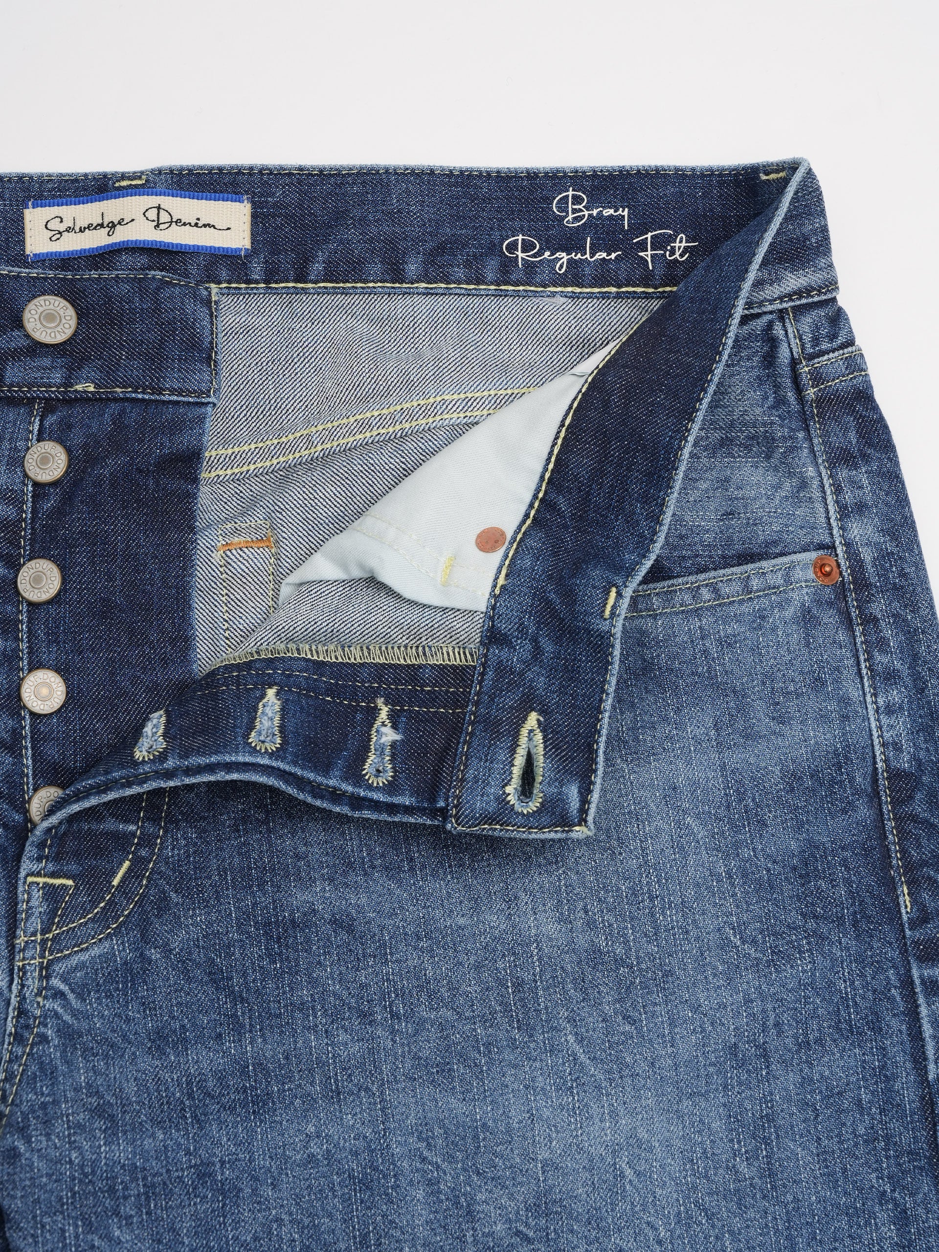 Dondup Straight Jeans Bray aus Selvedge-Denim für Herren Mittelblau