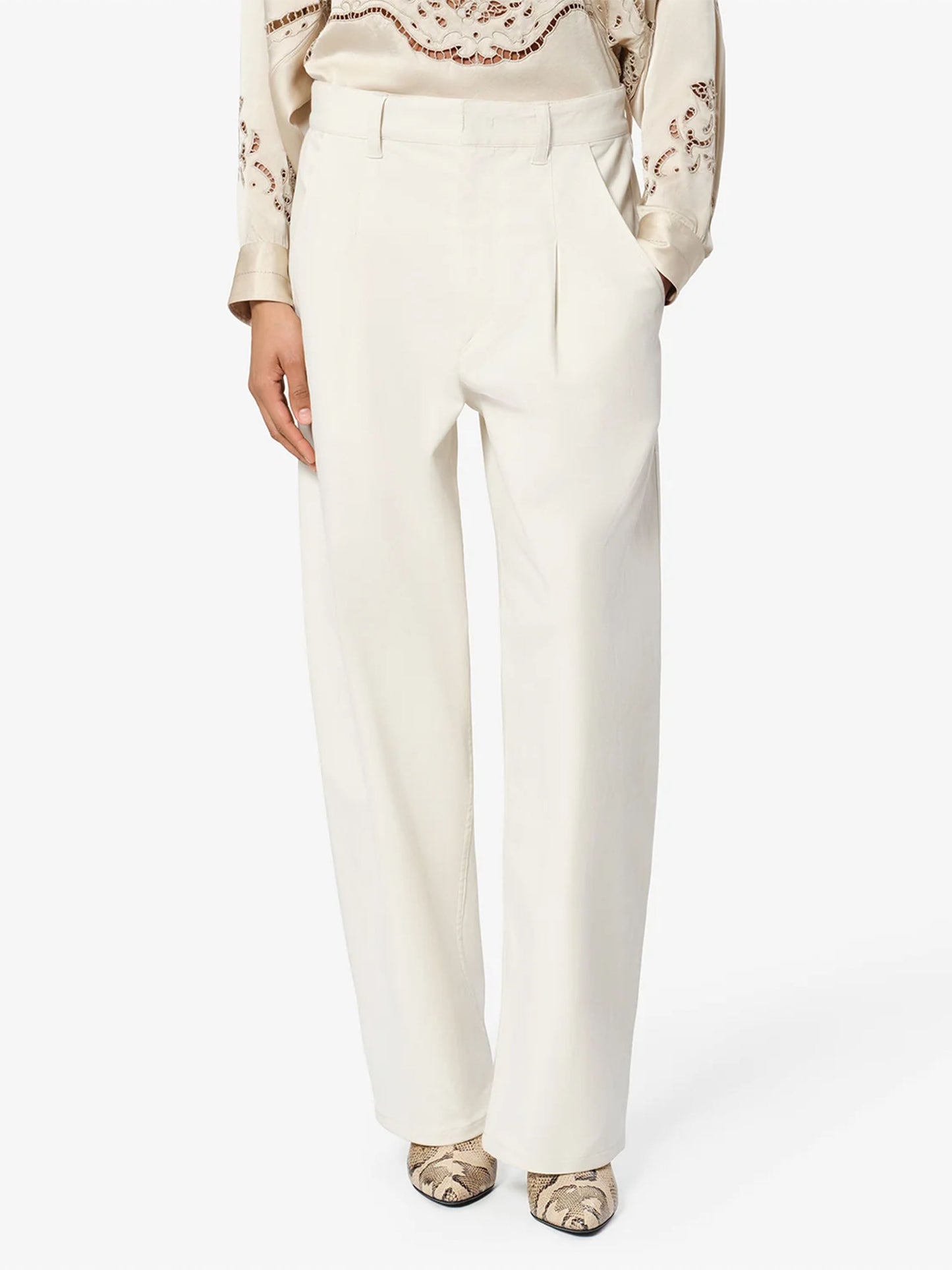 Isabel marant Wide-Leg Hose Lenadia aus Baumwolle für Damen Ecru