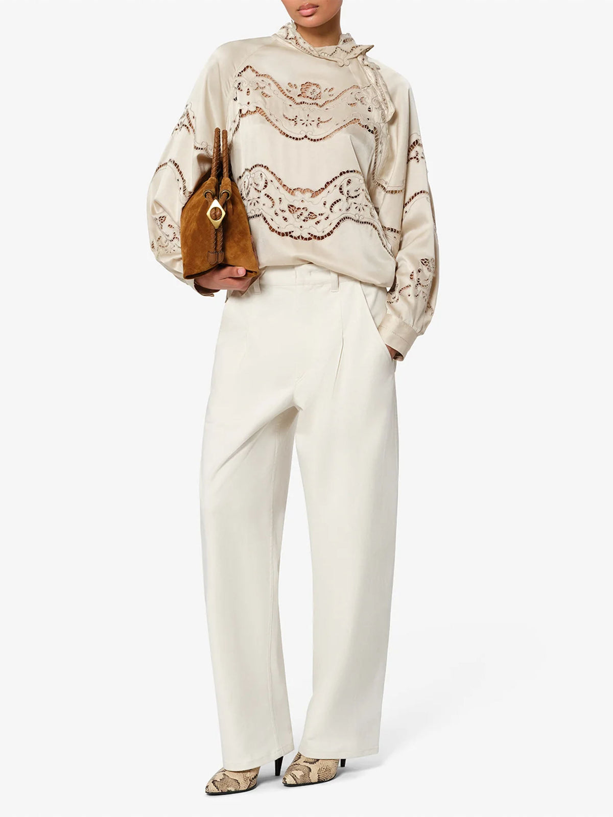 Isabel marant Wide-Leg Hose Lenadia aus Baumwolle für Damen Ecru