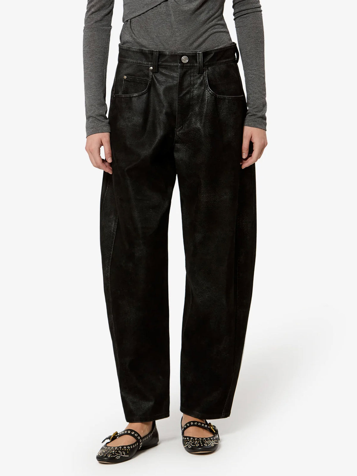 Marant etoile Barrel-Leg Hose Belky aus Lederimitat für Damen Schwarz