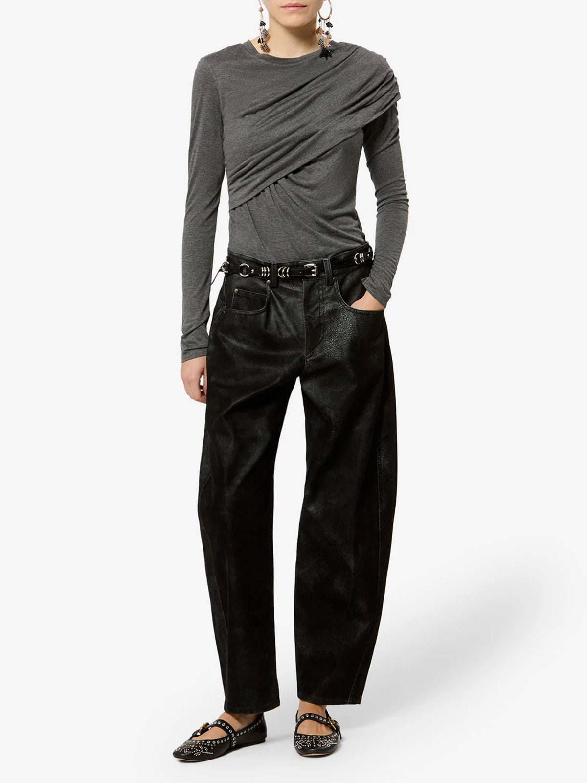 Marant etoile Barrel-Leg Hose Belky aus Lederimitat für Damen Schwarz