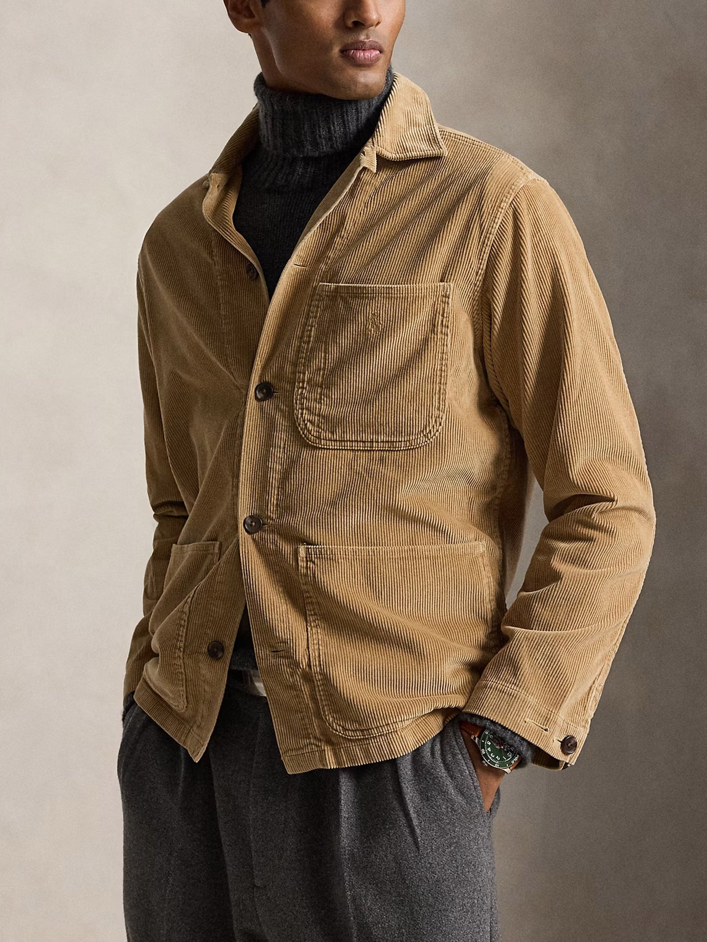 Polo ralph lauren Hemdjacke aus Kordsamt für Herren Camel-Braun