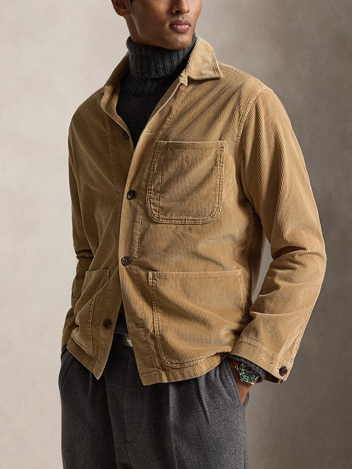 Polo ralph lauren Hemdjacke aus Kordsamt für Herren Camel-Braun
