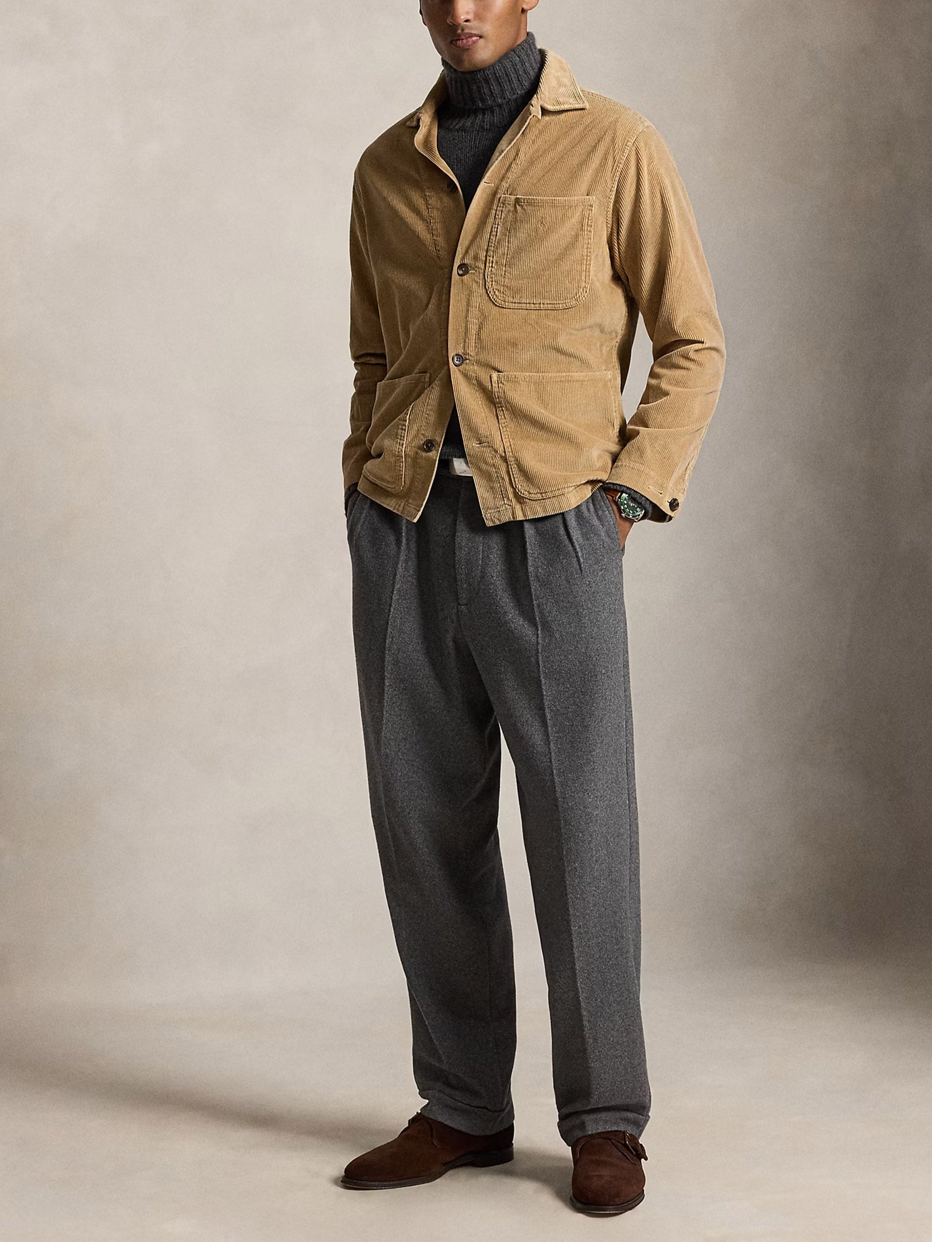 Polo ralph lauren Hemdjacke aus Kordsamt für Herren Camel-Braun