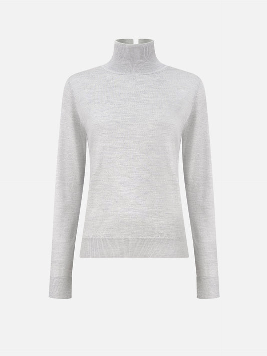 Dondup – Rollkragenpullover aus Kaschmir-Seiden-Mix für Damen Hellgrau - Light Grey