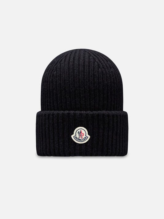 Moncler Mütze aus Wolle und Kaschmir mit Logo Dunkelbraun