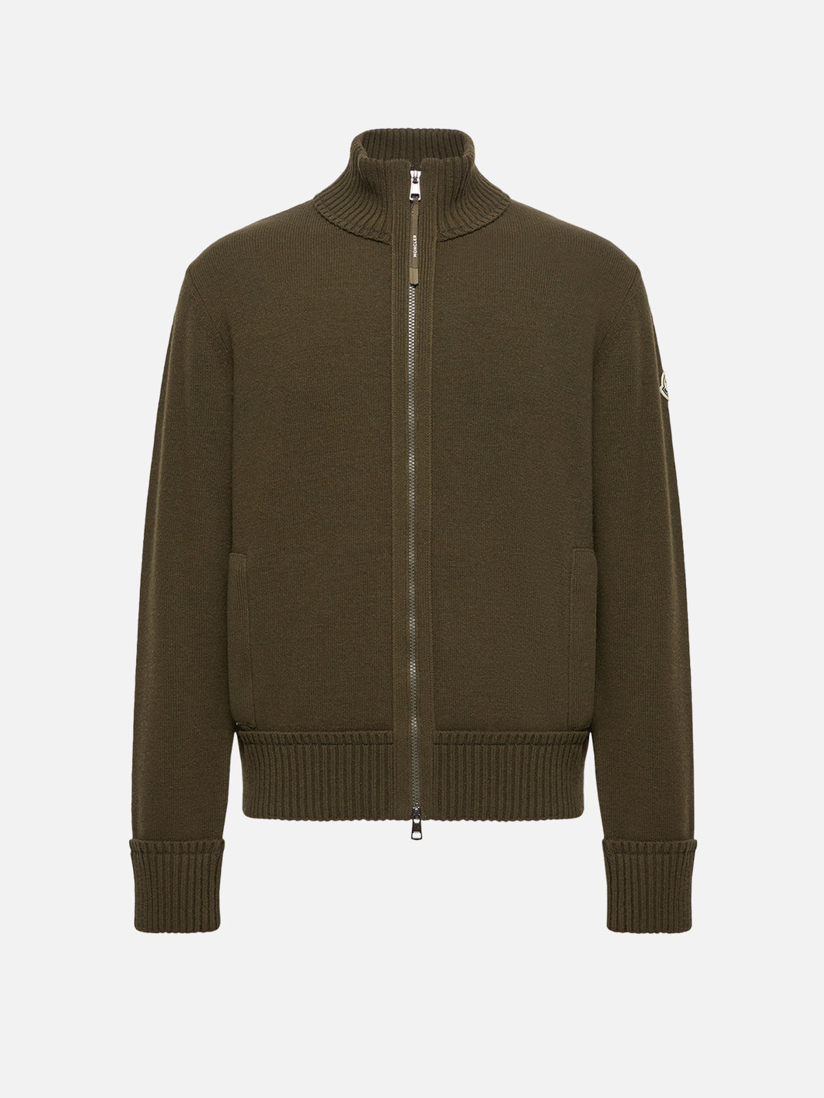 Moncler Strickjacke aus Kaschmir und Wolle für Herren Olivgrün