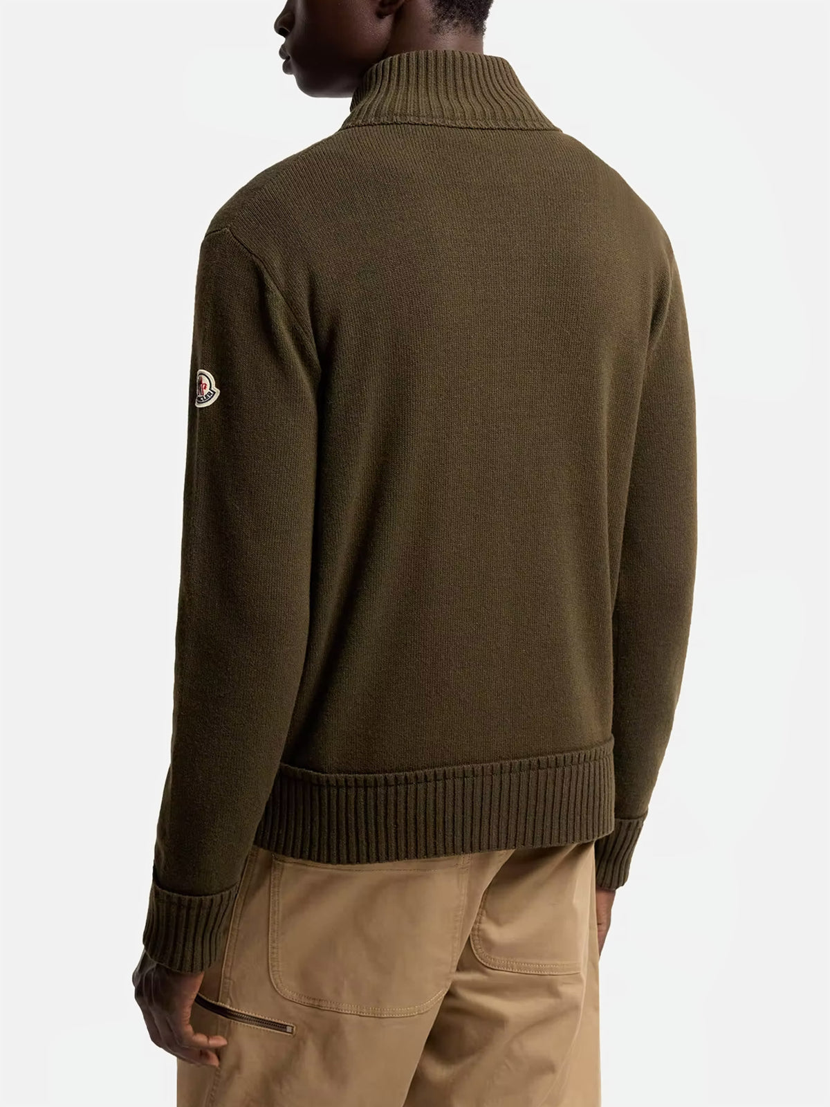 Moncler Strickjacke aus Kaschmir und Wolle für Herren Olivgrün