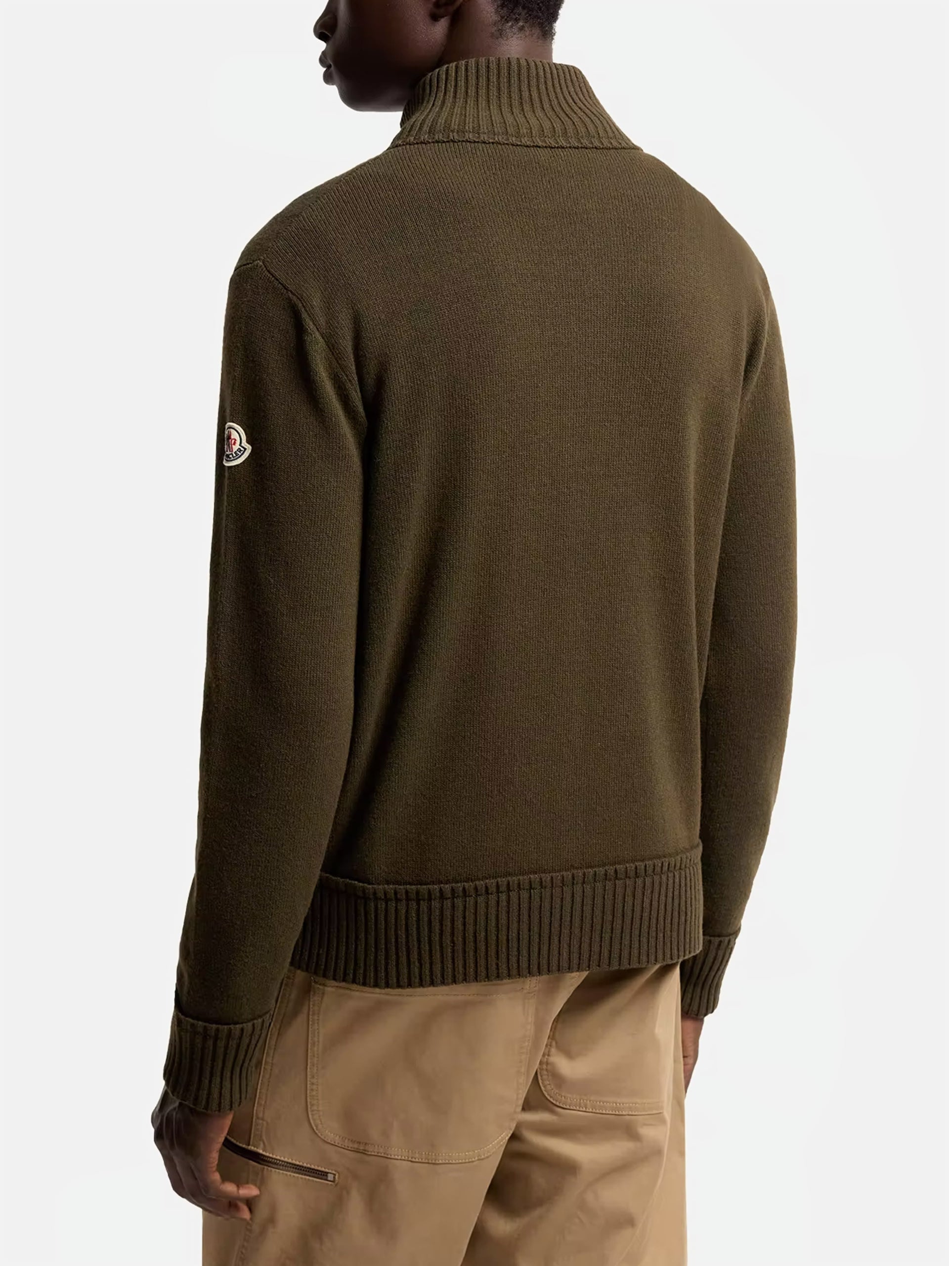 Moncler Strickjacke aus Kaschmir und Wolle für Herren Olivgrün