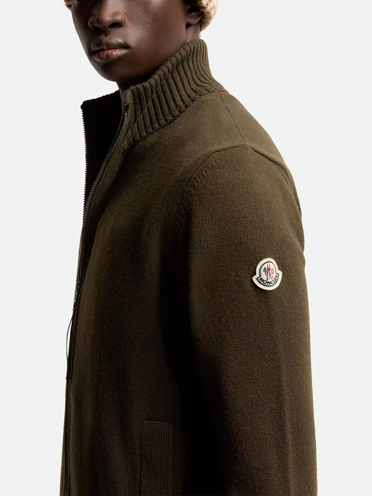 Moncler Strickjacke aus Kaschmir und Wolle für Herren Olivgrün