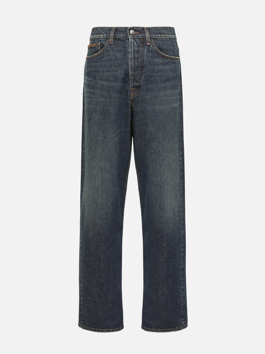 Moncler Straight-Leg Jeans mit Logo-Patch für Herren Dunkelblau