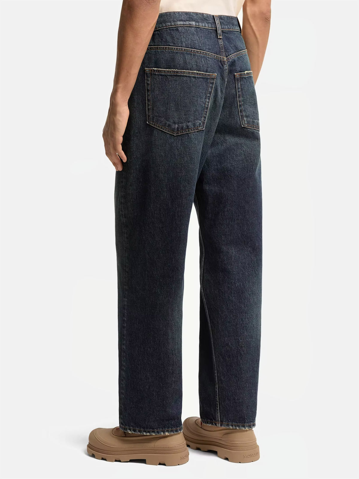 Moncler Straight-Leg Jeans mit Logo-Patch für Herren Dunkelblau