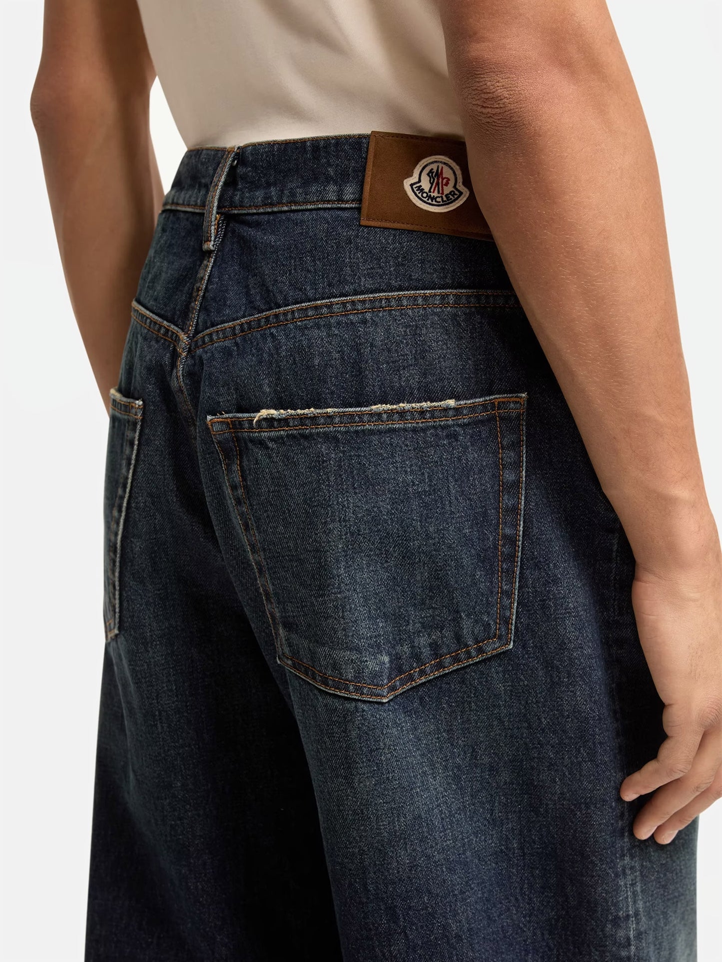 Moncler Straight-Leg Jeans mit Logo-Patch für Herren Dunkelblau