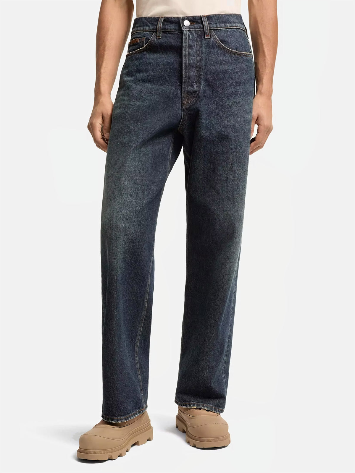 Moncler Straight-Leg Jeans mit Logo-Patch für Herren Dunkelblau
