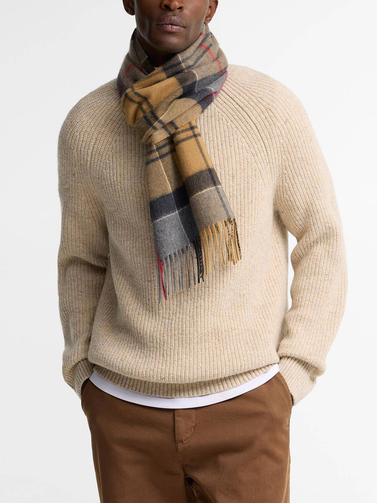 Barbour Kaschmirschal im Tartan-Muster mit Fransen Tartan