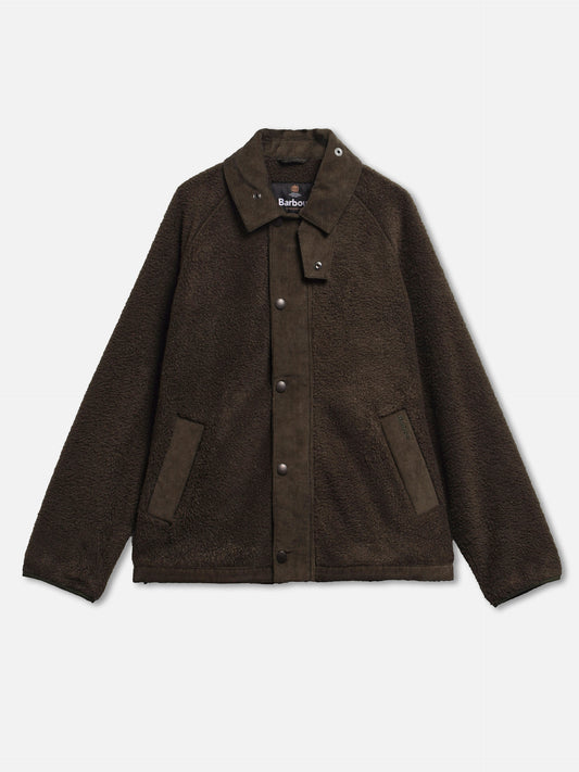 Barbour Fleecejacke Transport mit Cordkragen Olivgrün