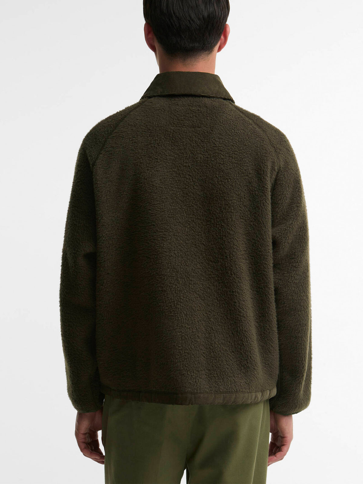 Barbour Fleecejacke Transport mit Cordkragen Olivgrün