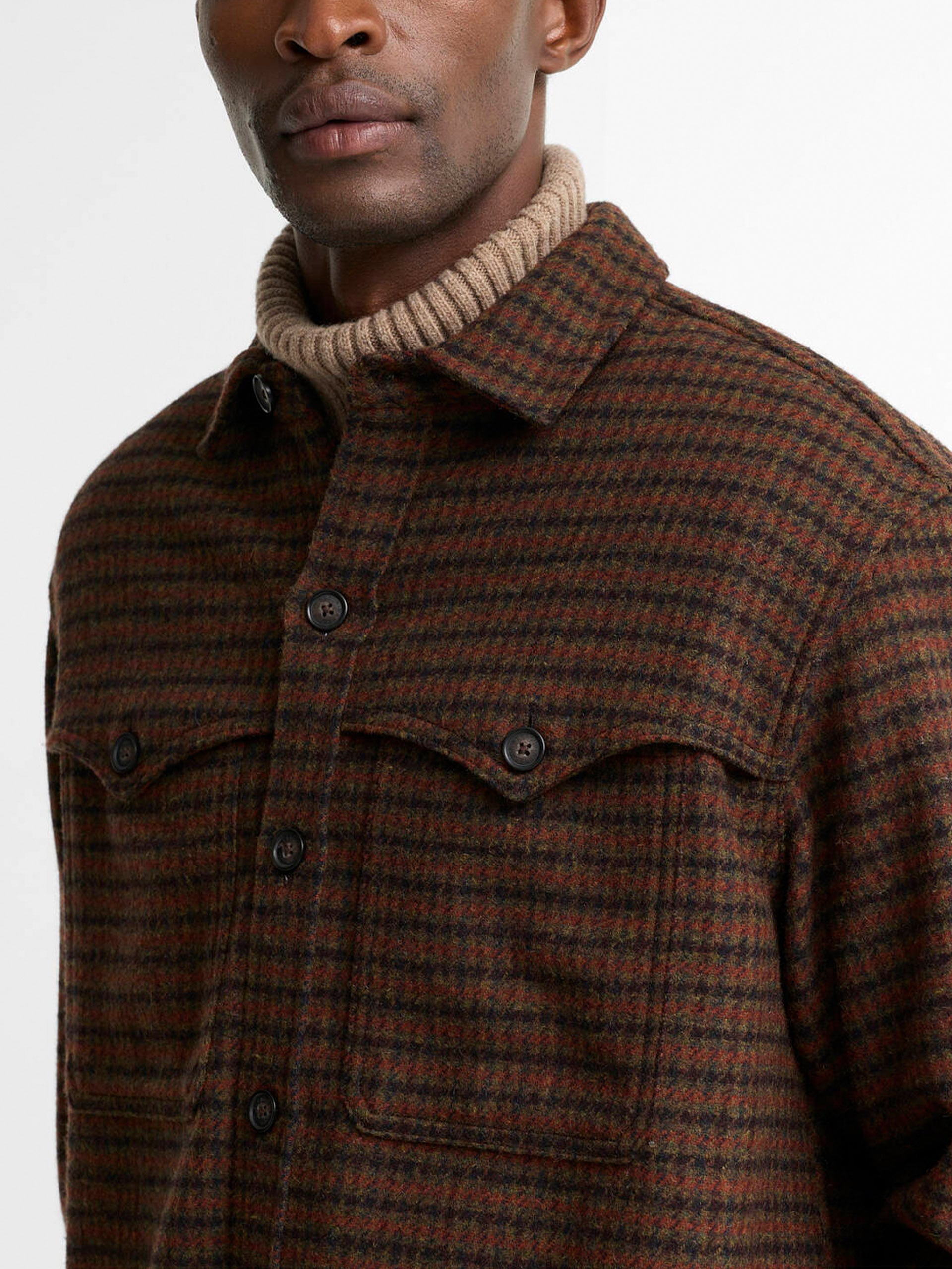 Barbour Overshirt Hatfield mit Hahnentrittmuster für Herren Braun