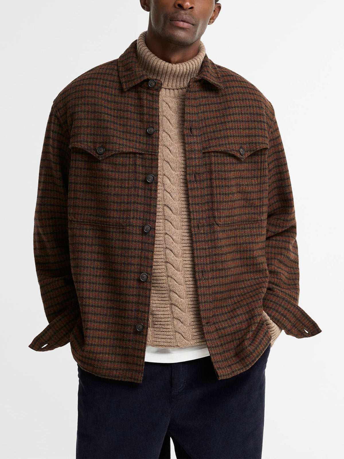 Barbour Overshirt Hatfield mit Hahnentrittmuster für Herren Braun