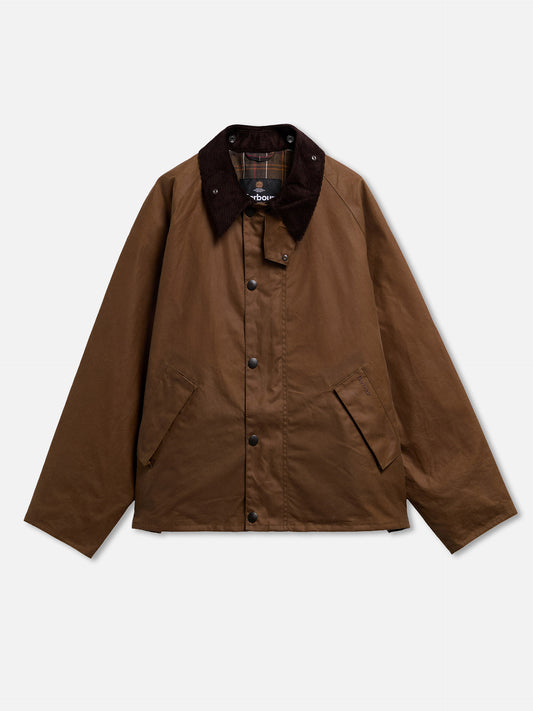 Barbour Wachsjacke OS Transport mit Cordkragen Braun