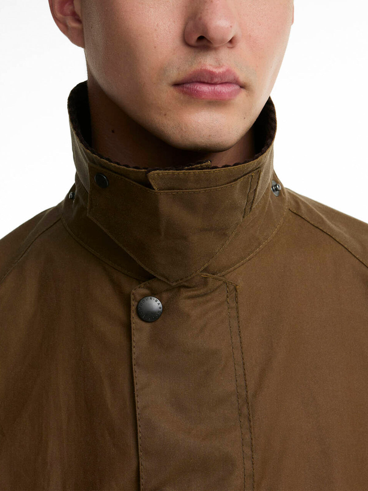 Barbour Wachsjacke OS Transport mit Cordkragen Braun