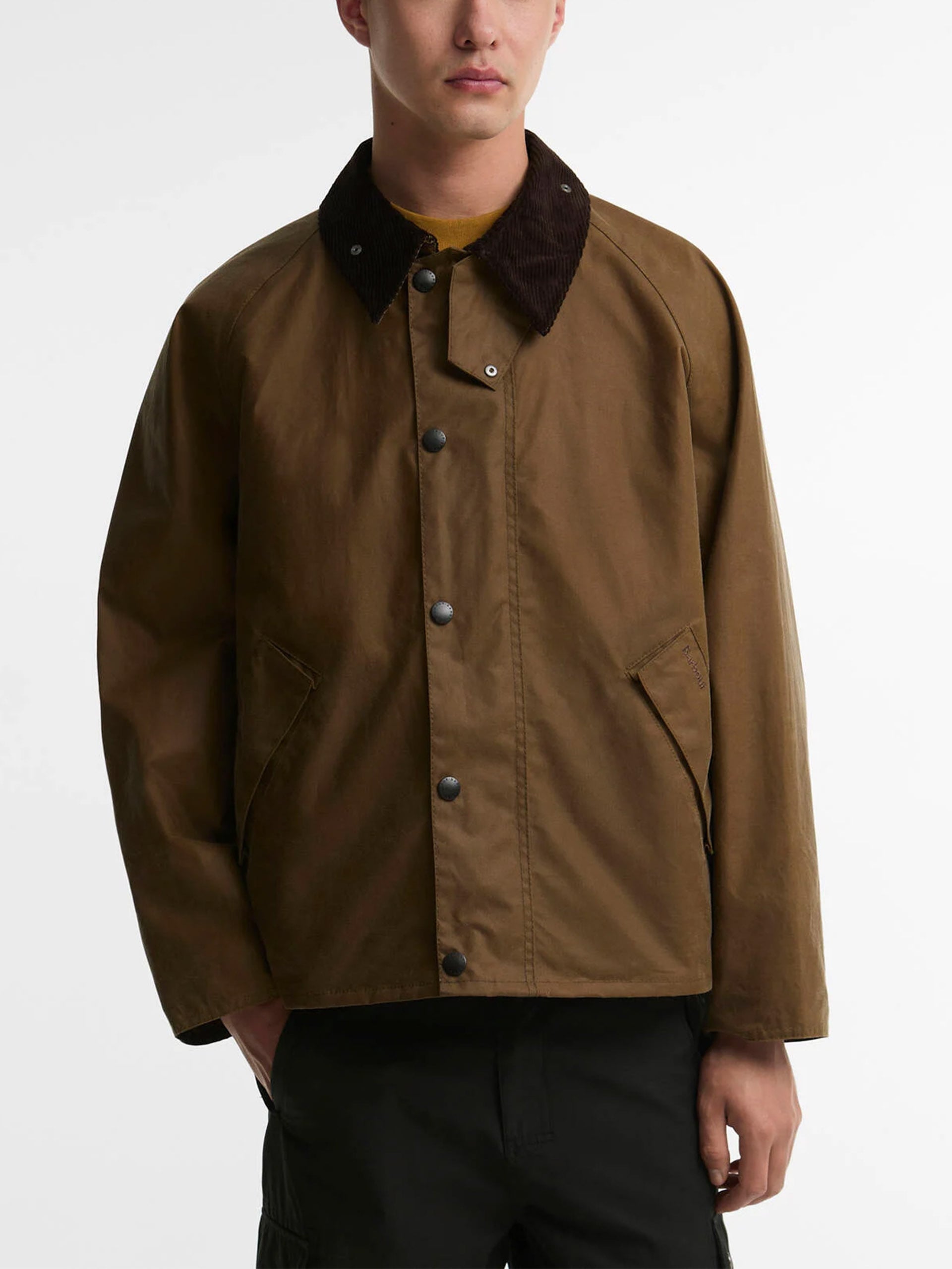 Barbour Wachsjacke OS Transport mit Cordkragen Braun