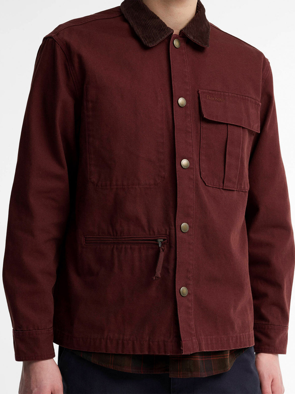 Barbour Overshirt Ursula aus Baumwoll-Canvas Dunkelrot