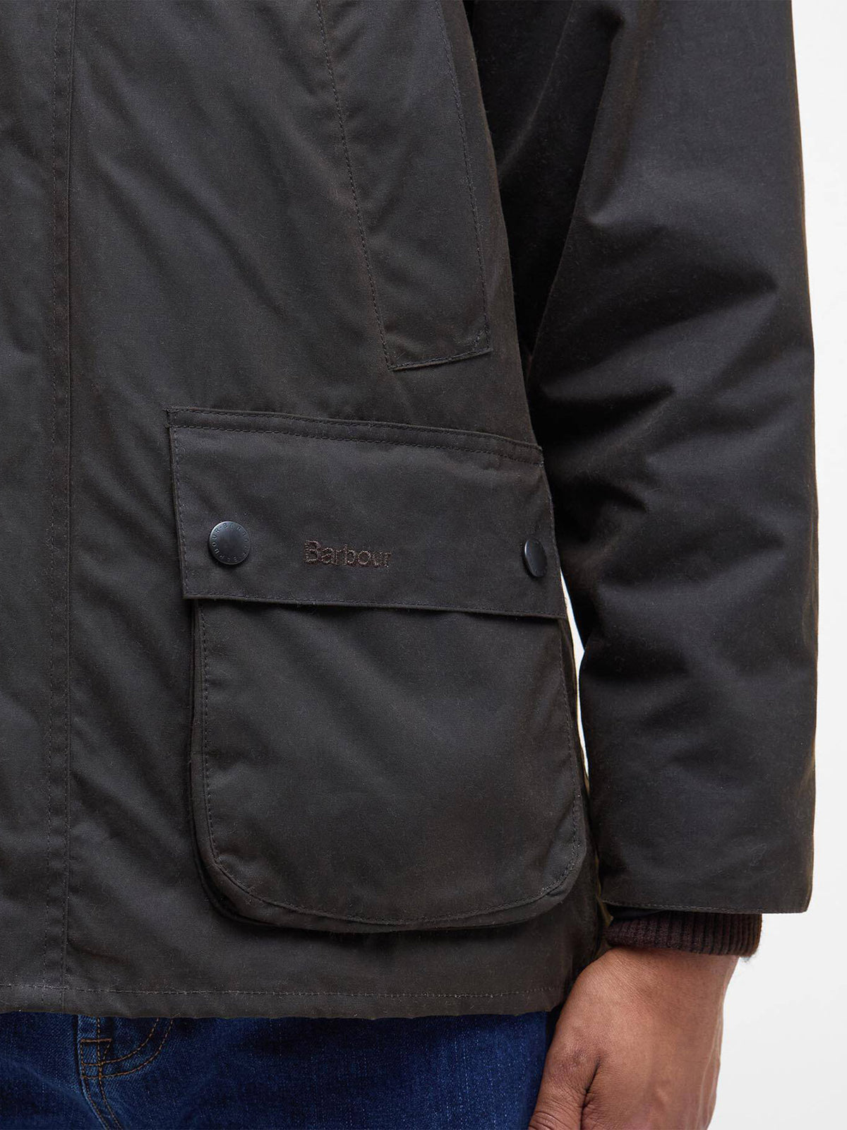 Barbour Wachsjacke Classic Bedale mit Cordkragen Olivgrün