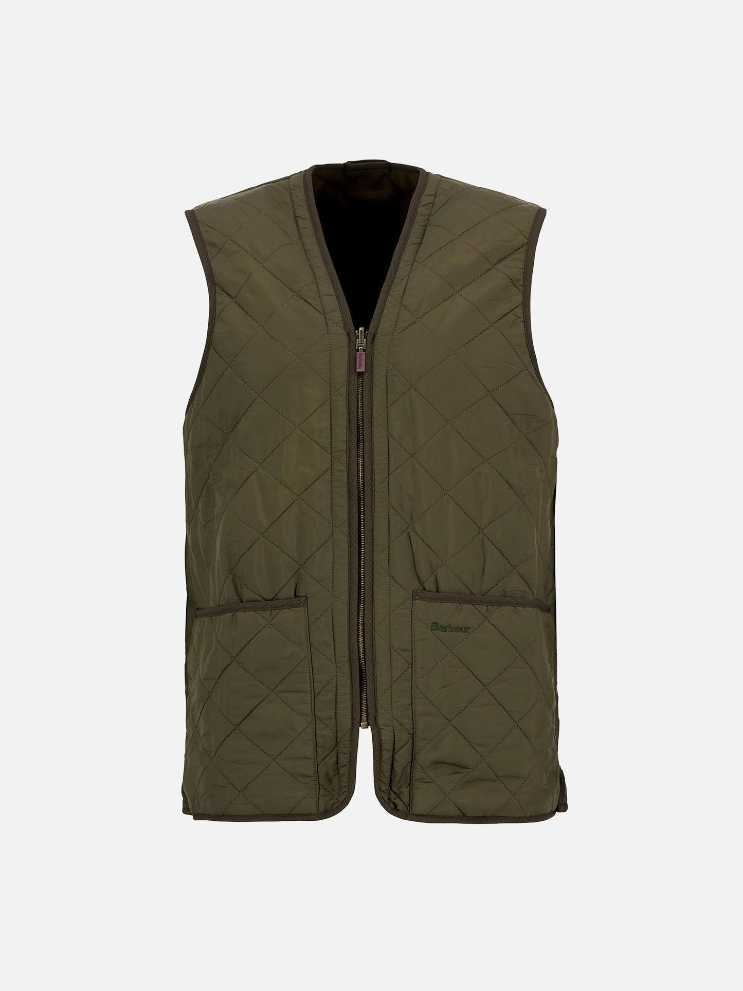 Barbour Steppweste Polarquilt Zip-In mit Fleecefutter Olivgrün