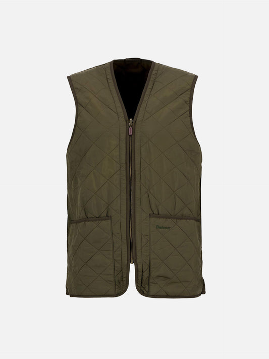 Barbour Steppweste Polarquilt Zip-In mit Fleecefutter Olivgrün