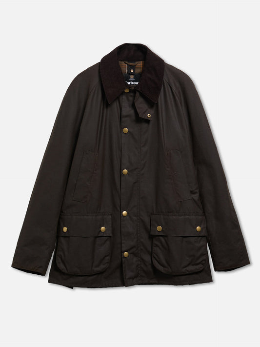 Barbour Wachsjacke Ashby mit Cordkragen Olivgrün