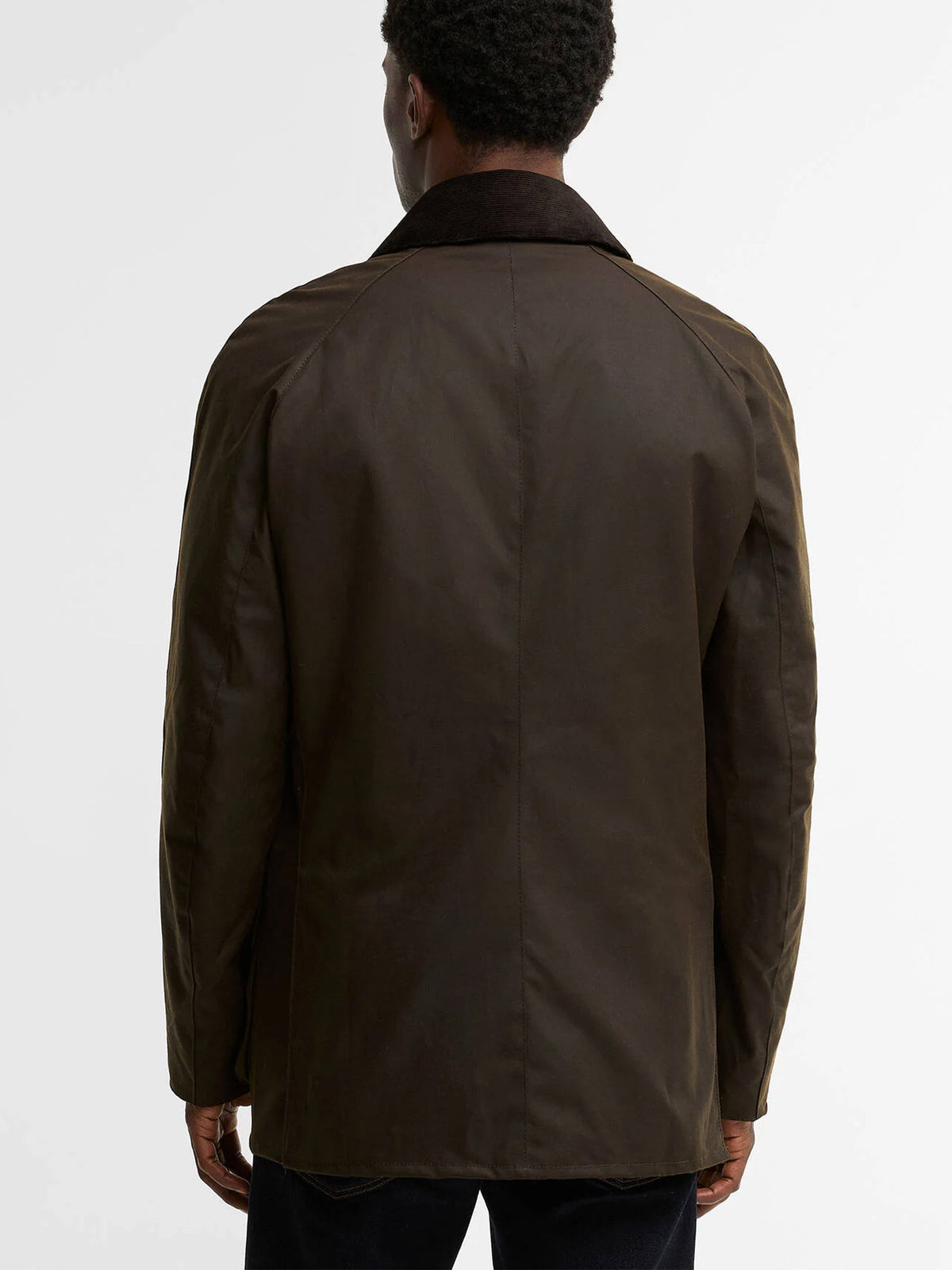 Barbour Wachsjacke Ashby mit Cordkragen Olivgrün