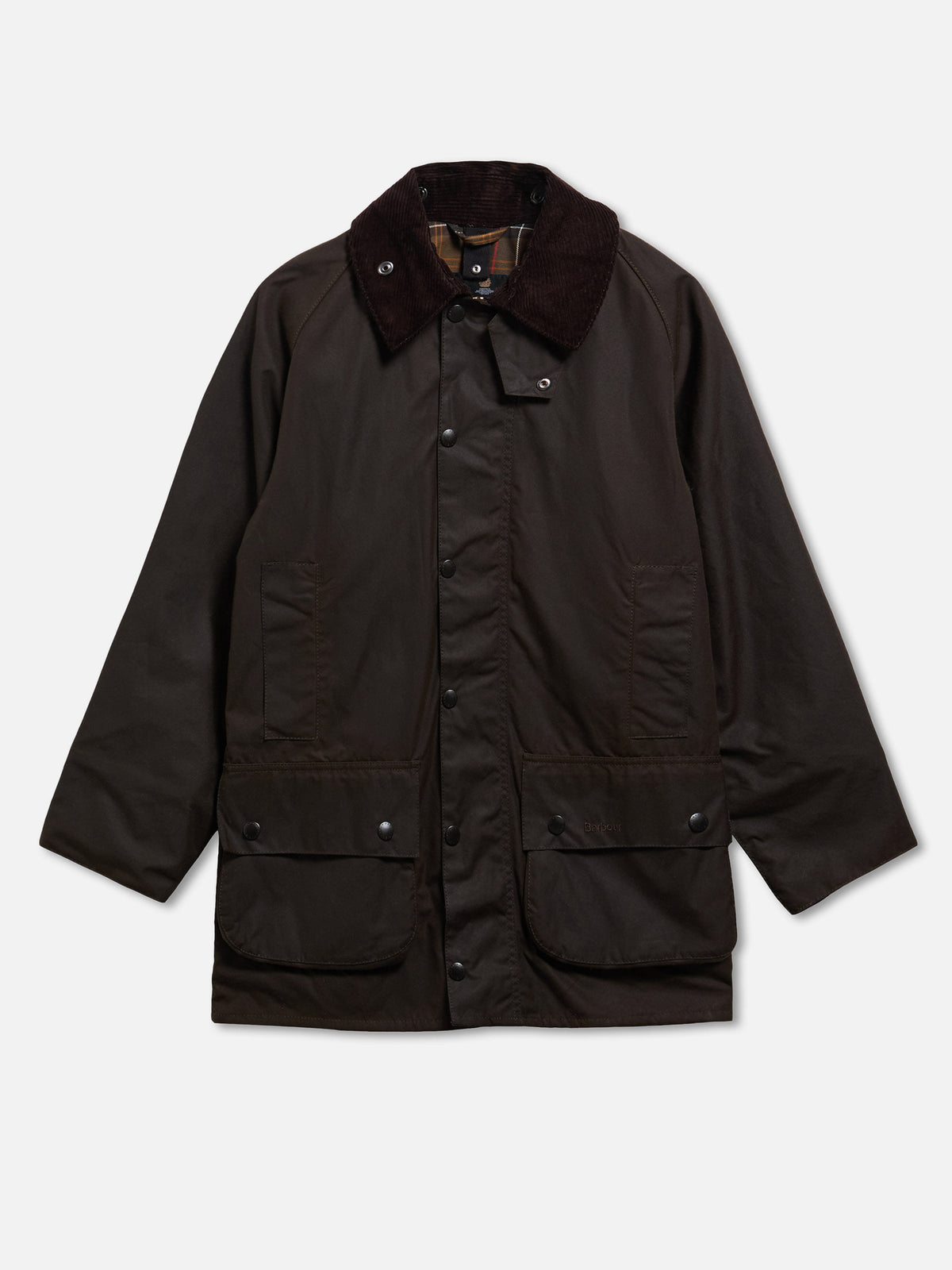 Barbour Wachsjacke Classic Beaufort mit Cordkragen Olivgrün