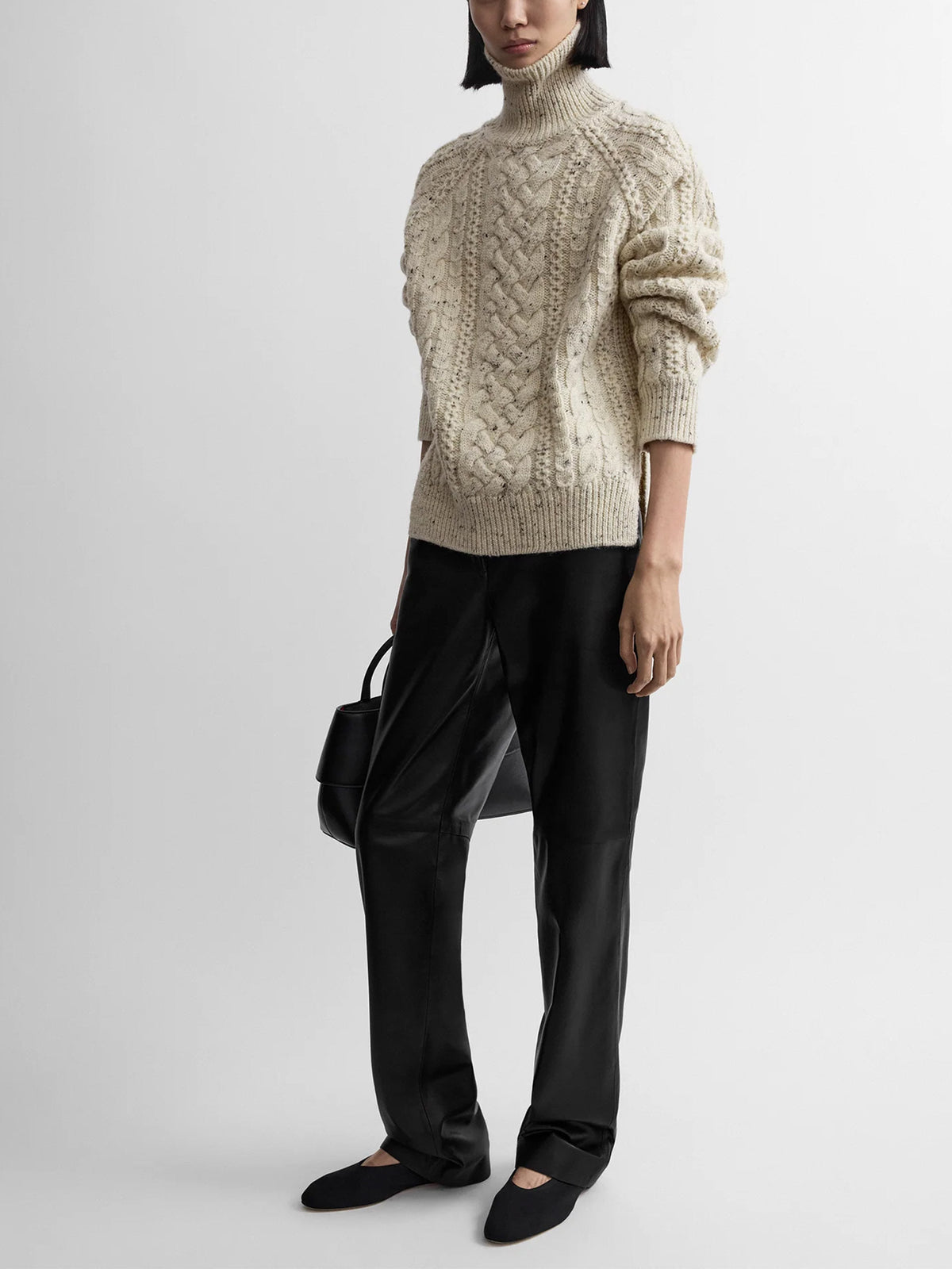 Rollkragenpullover mit Zopfmuster für Damen