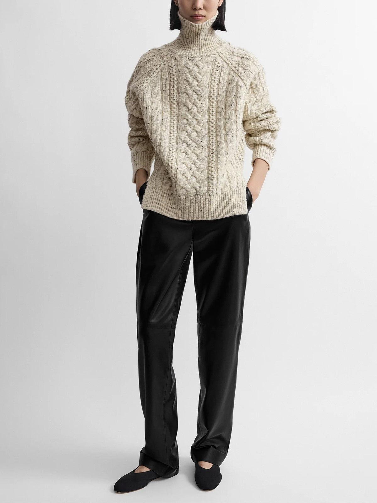 Rollkragenpullover mit Zopfmuster für Damen