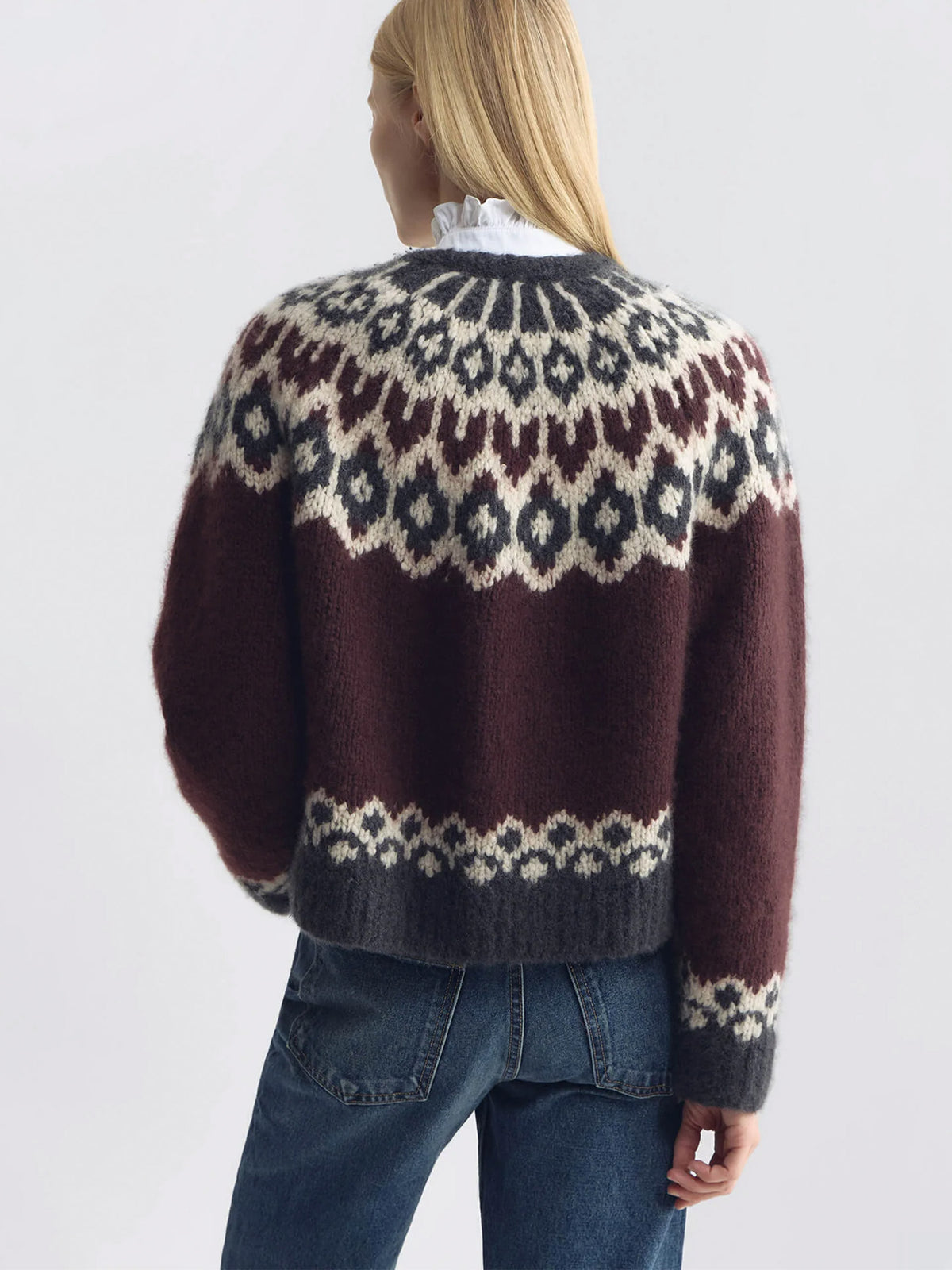 Nili lotan Fair-Isle-Pullover Isaline aus Kaschmir für Damen Bordeauxrot