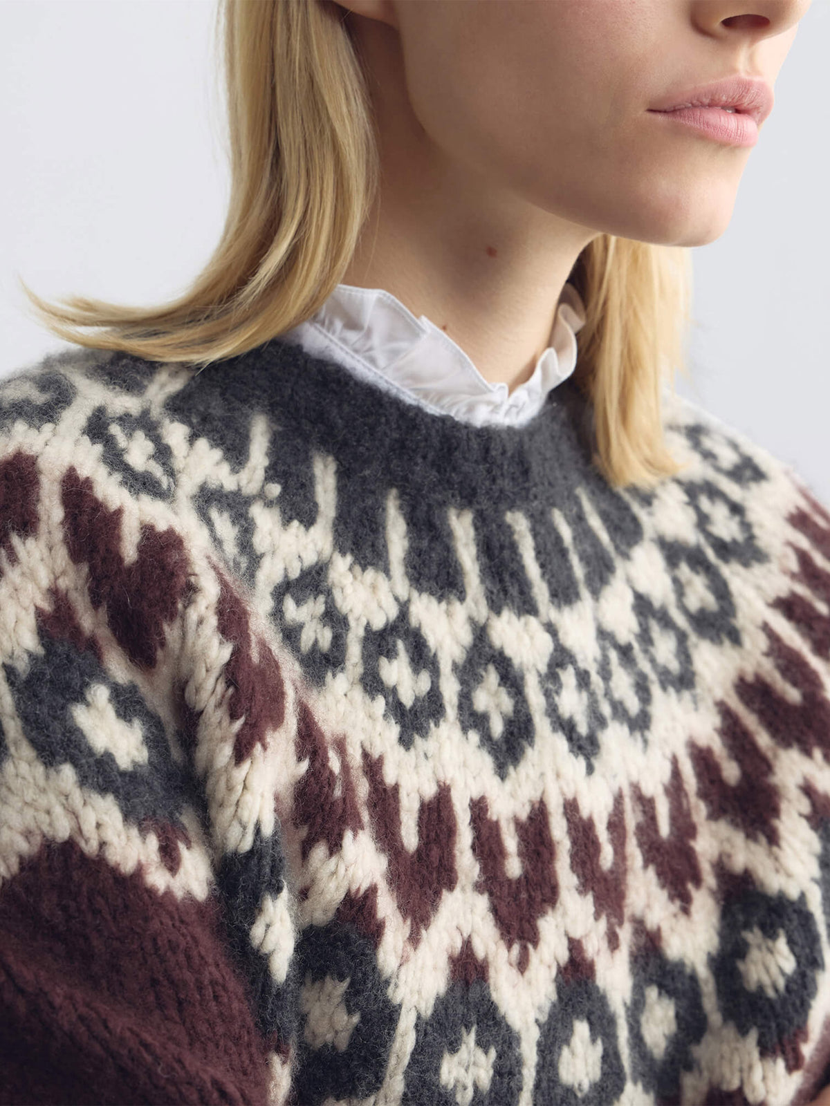 Nili lotan Fair-Isle-Pullover Isaline aus Kaschmir für Damen Bordeauxrot