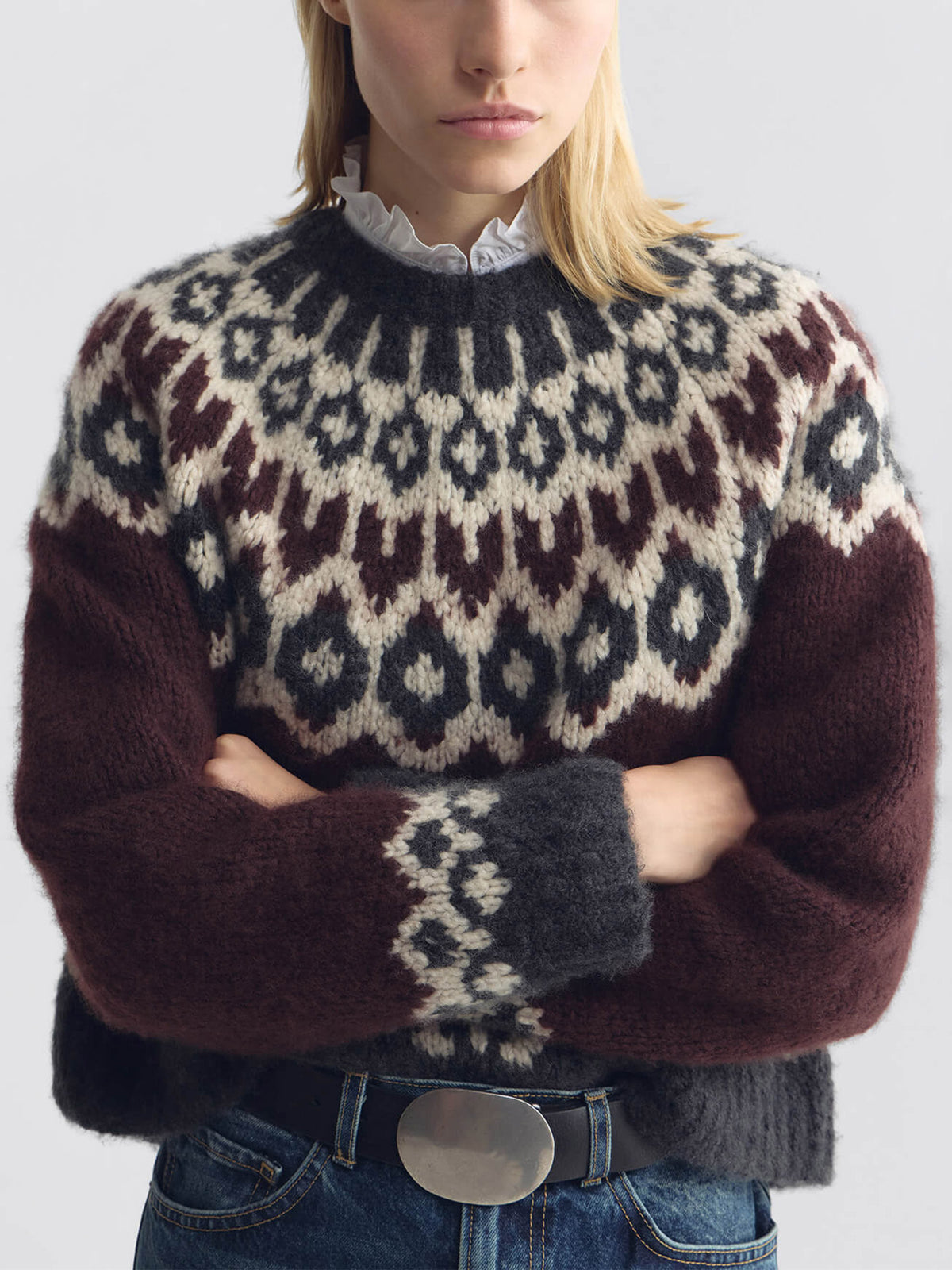 Nili lotan Fair-Isle-Pullover Isaline aus Kaschmir für Damen Bordeauxrot