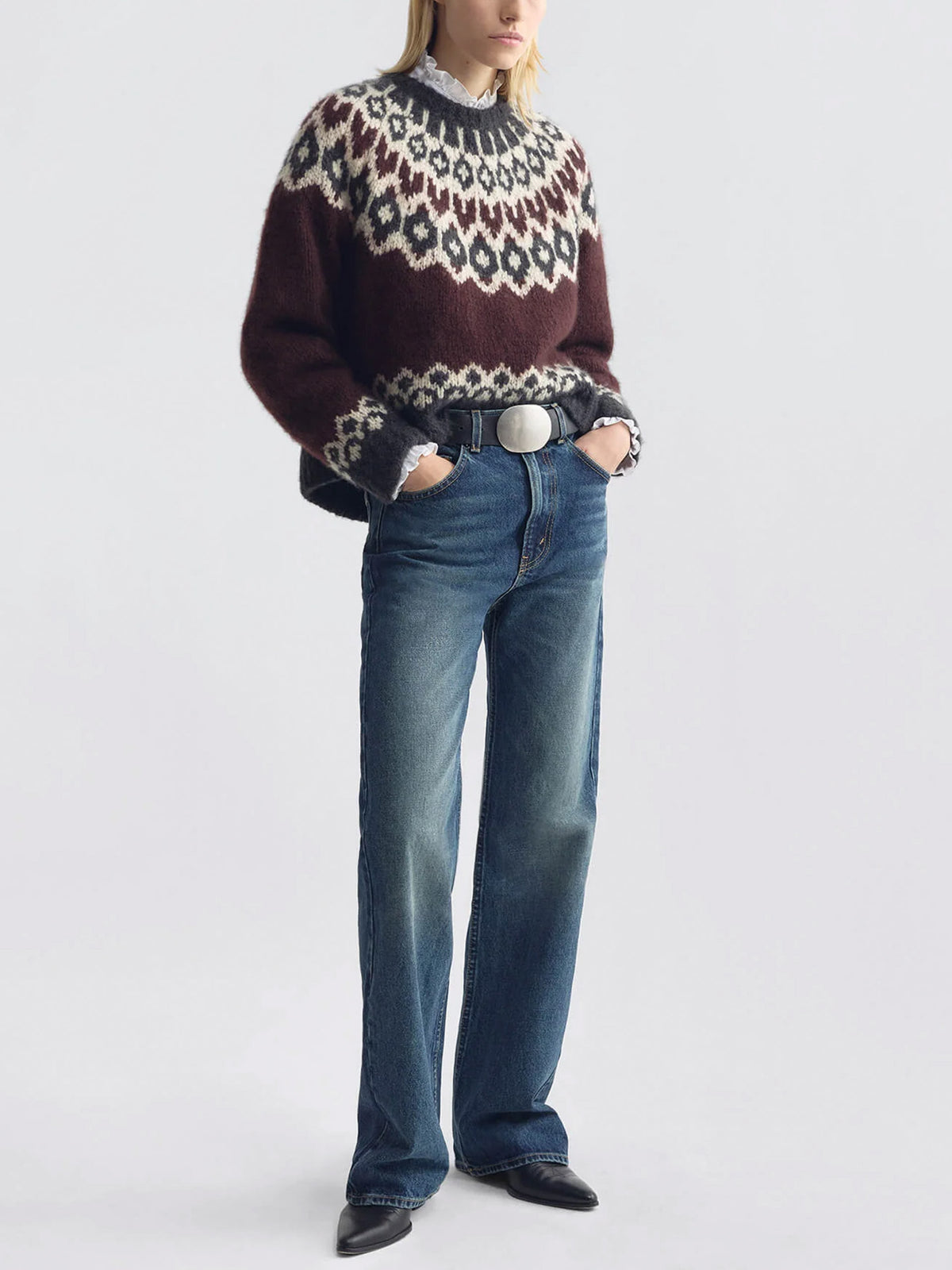 Nili lotan Fair-Isle-Pullover Isaline aus Kaschmir für Damen Bordeauxrot