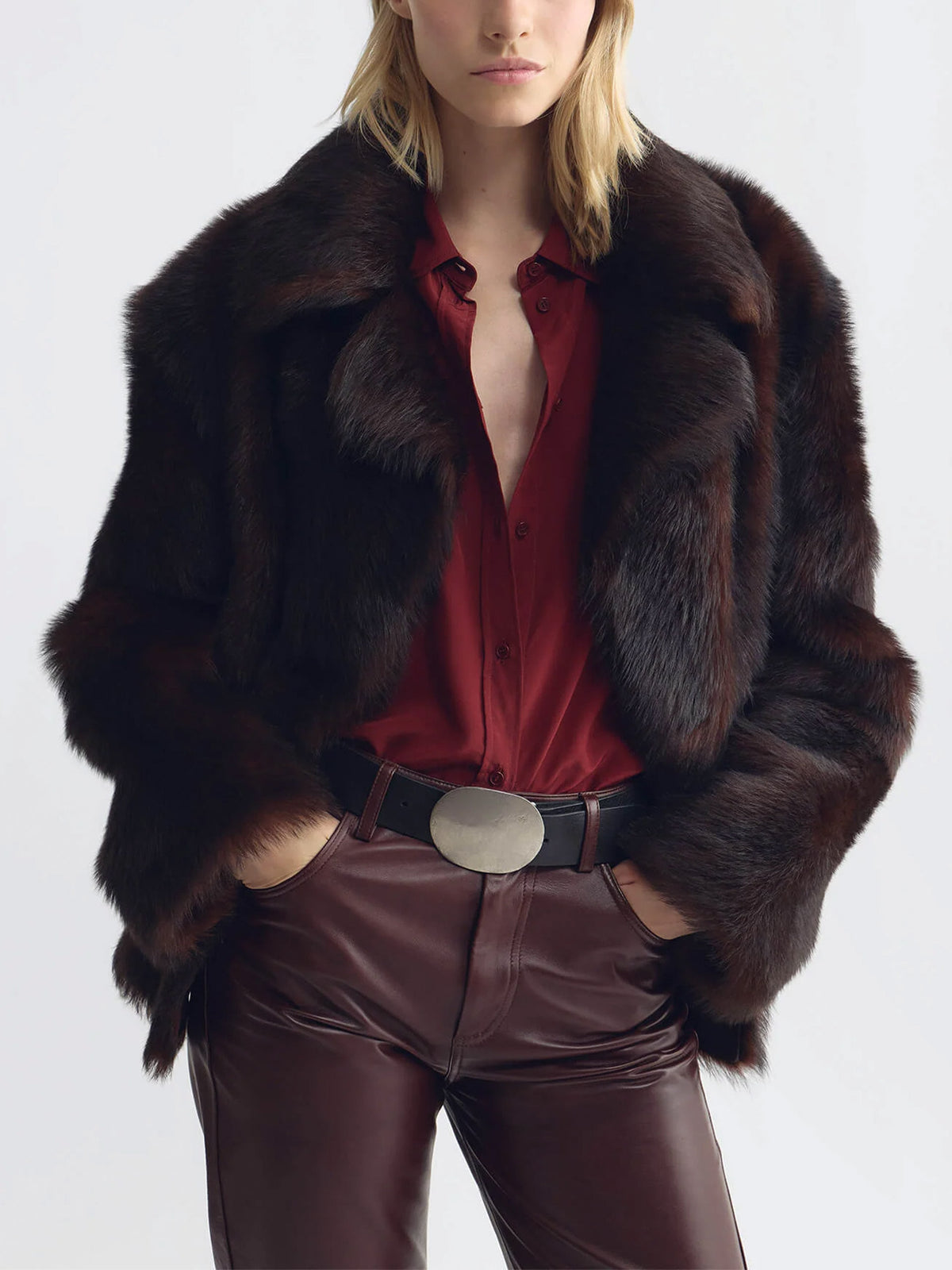 Nili lotan Shearling-Kurzmantel Cleophee DB für Damen Dunkelbraun