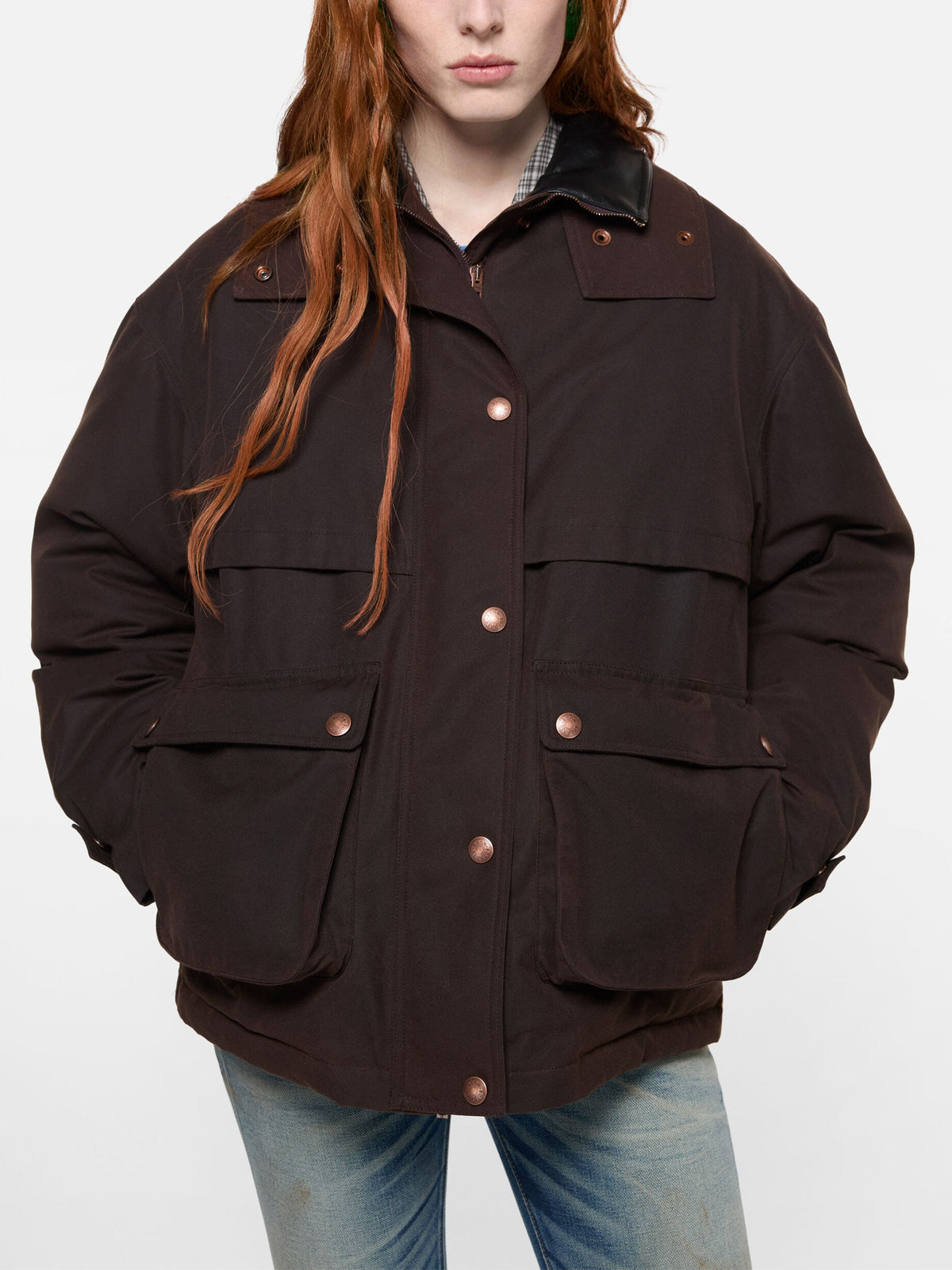 Acne studios Blouson-Jacke aus gewachstem Canvas für Damen Dunkelbraun