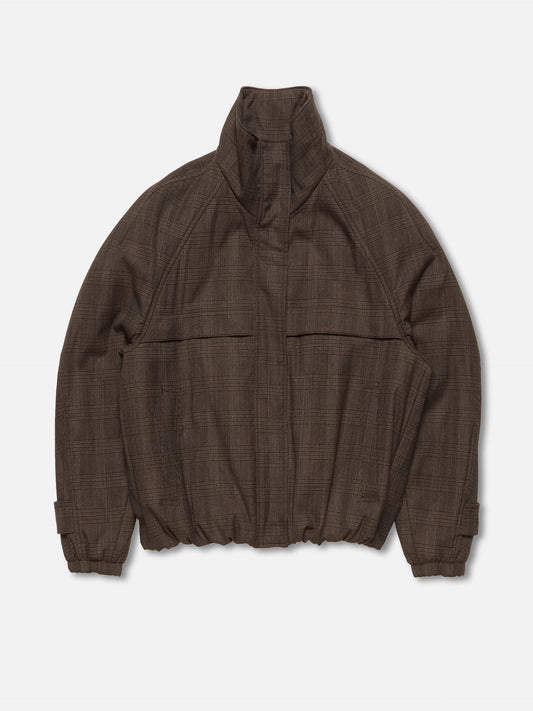 Acne studios Karierte Wolljacke mit Stehkragen für Damen Dunkelbraun