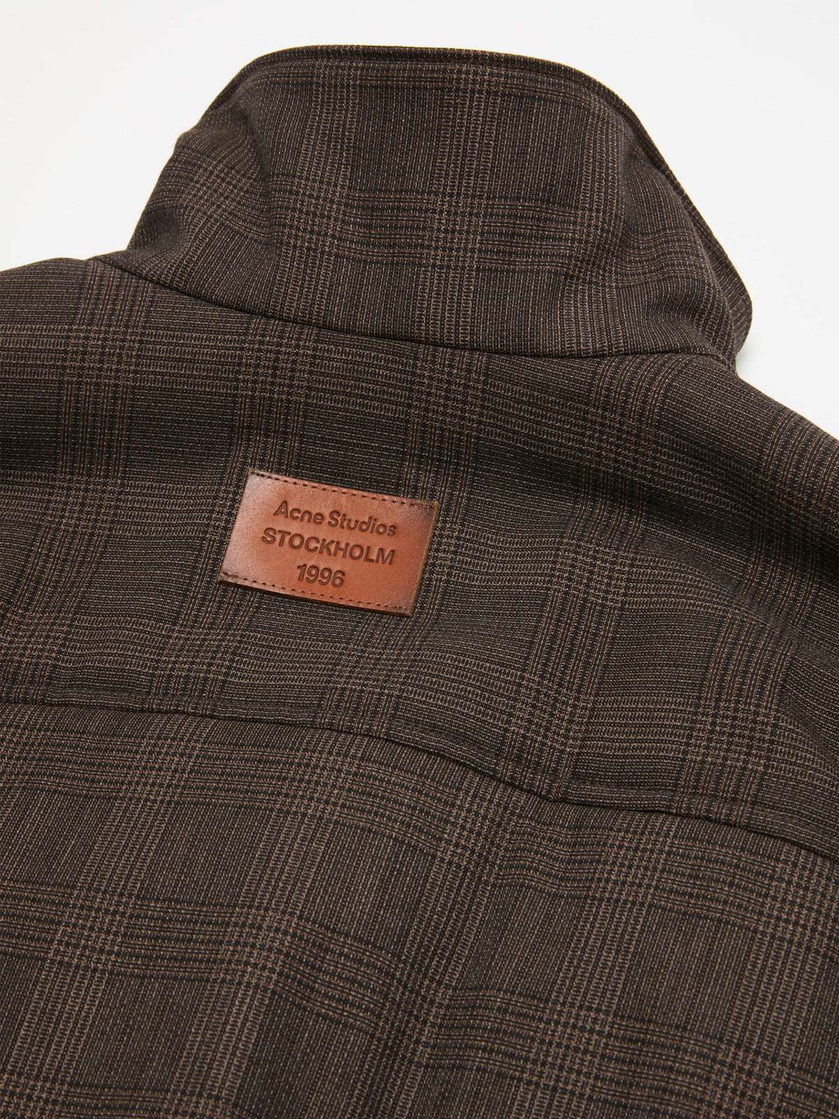Acne studios Karierte Wolljacke mit Stehkragen für Damen Dunkelbraun