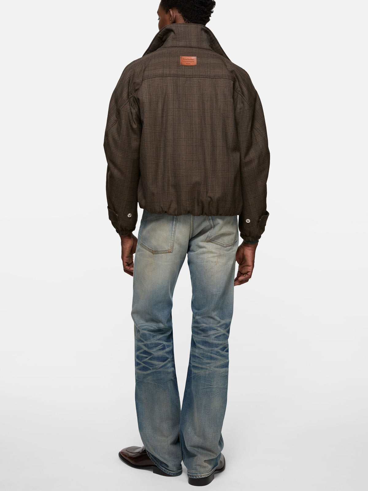 Acne studios Karierte Wolljacke mit Stehkragen für Damen Dunkelbraun