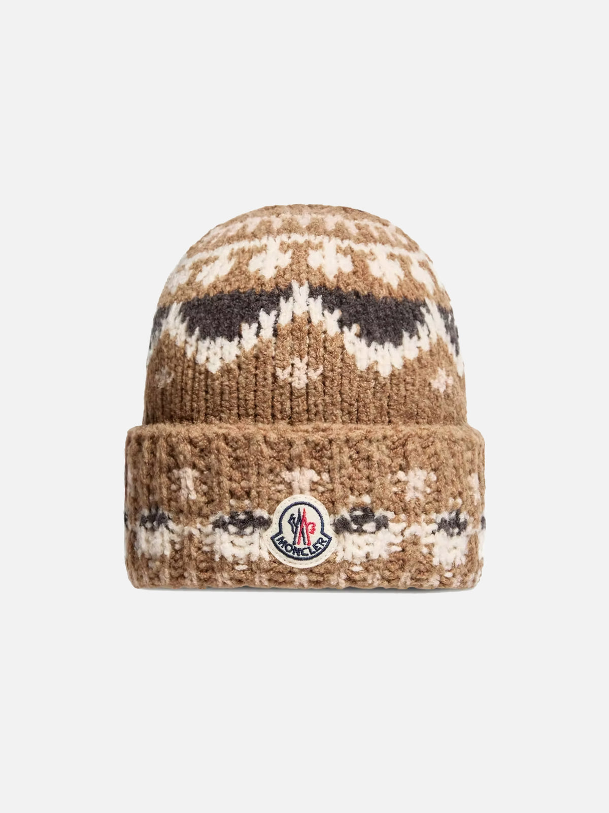 Moncler Mütze aus Wollmischung mit Jacquard-Muster Beige