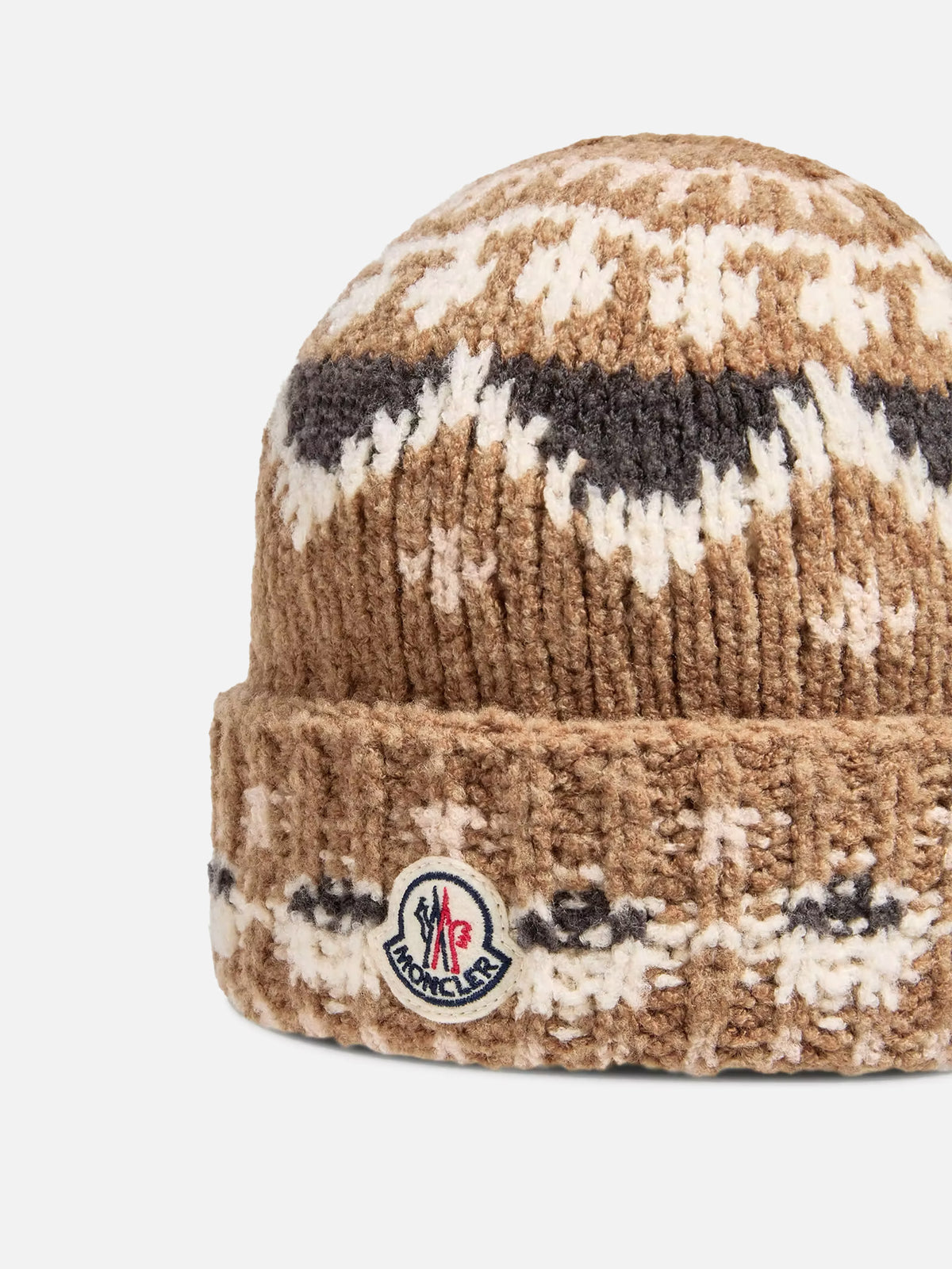 Moncler Mütze aus Wollmischung mit Jacquard-Muster Beige
