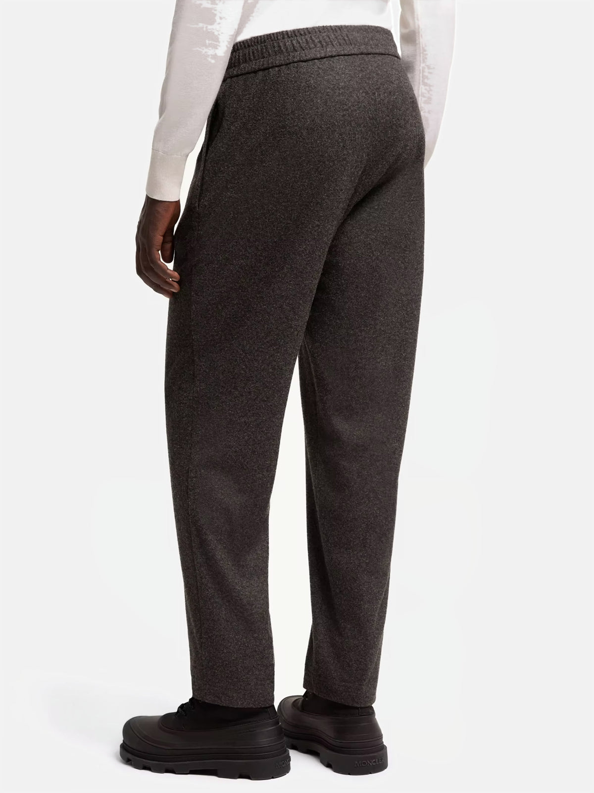 Moncler Flanellhose mit Leder-Logo für Herren Dunkelgrau